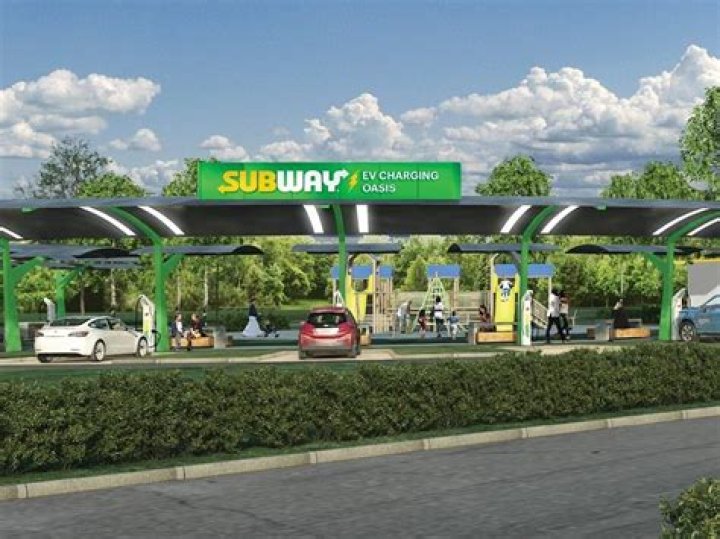 Subway envisions an oasis where diners can picnic and play while charging their cars